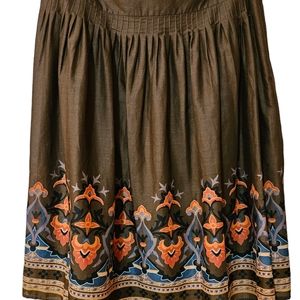Apostrophe Fairy,Gypsy, Bohemian Cottagecore Cotton Midi Skirt With Pleats. 2